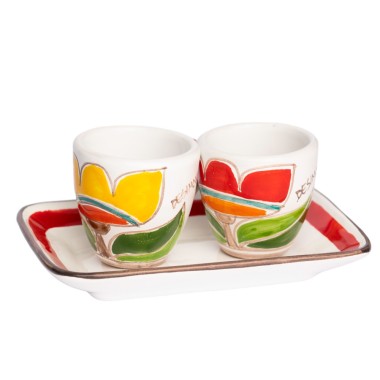 Set Tazzine da caffè con Vassoio Tulipani ceramiche de simone Set Tazzine da caffè con Vassoio Tulipani ceramiche de simone